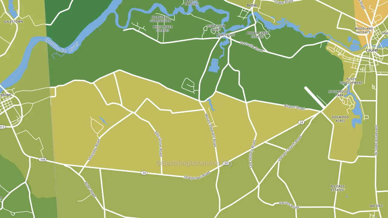 Portsville, DE block-group voter-turnout map