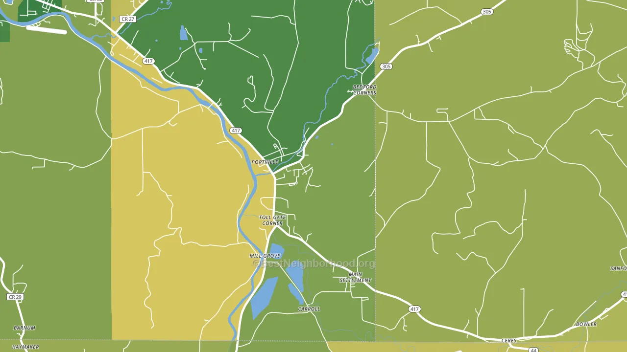 Portville, NY block-group voter-turnout map
