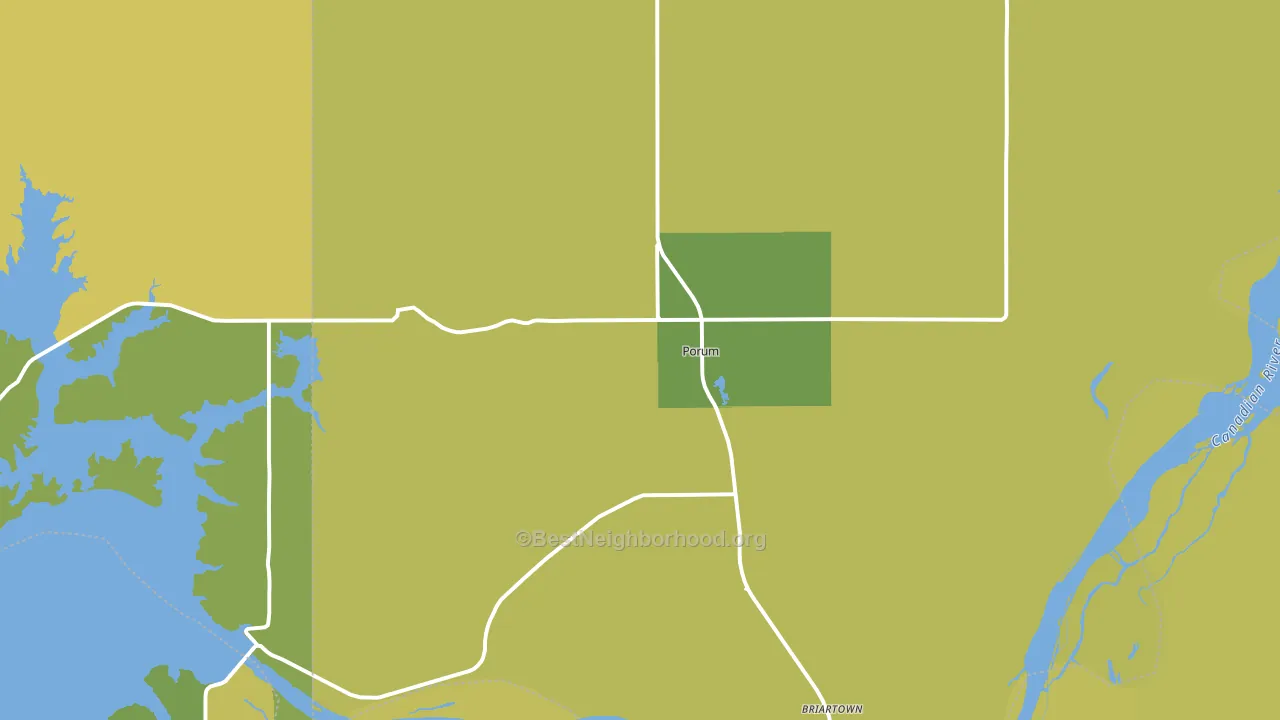 Porum, OK block-group voter-turnout map