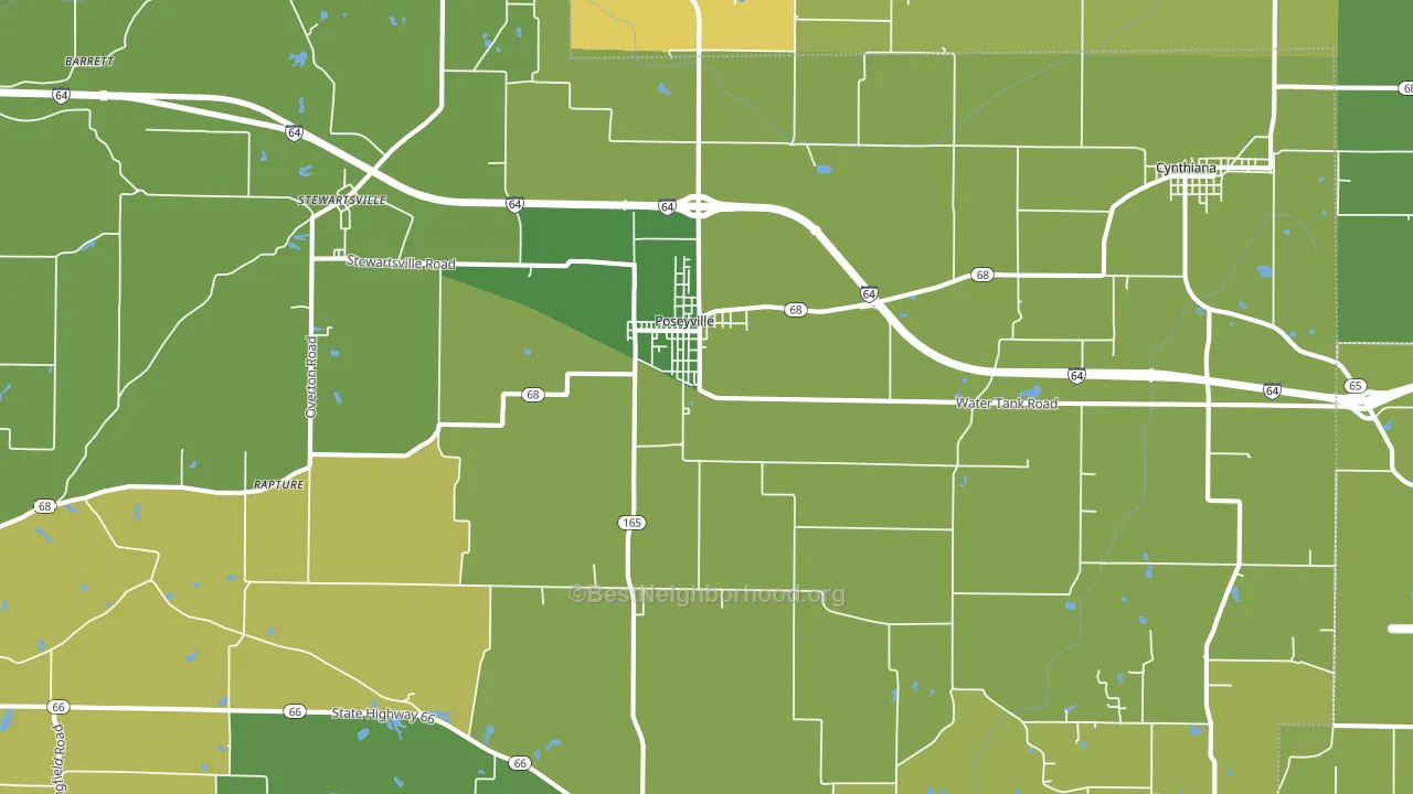 Poseyville, IN block-group voter-turnout map