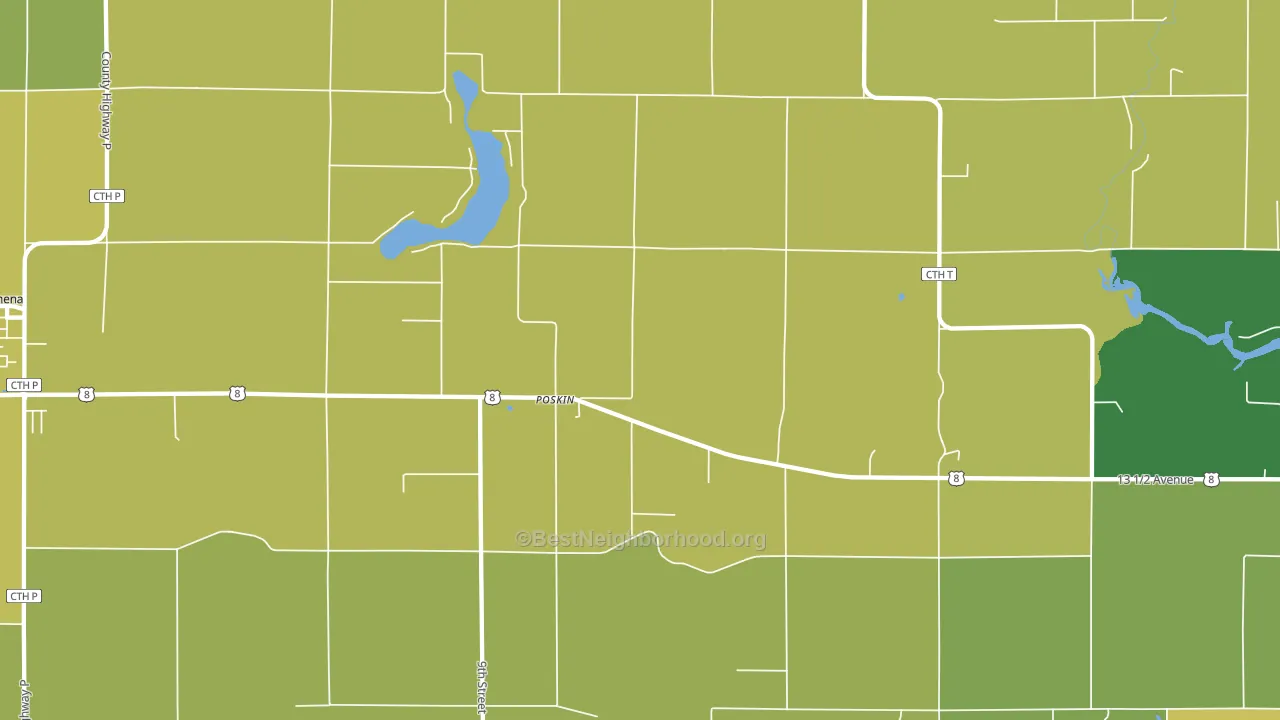 Poskin, WI block-group voter-turnout map