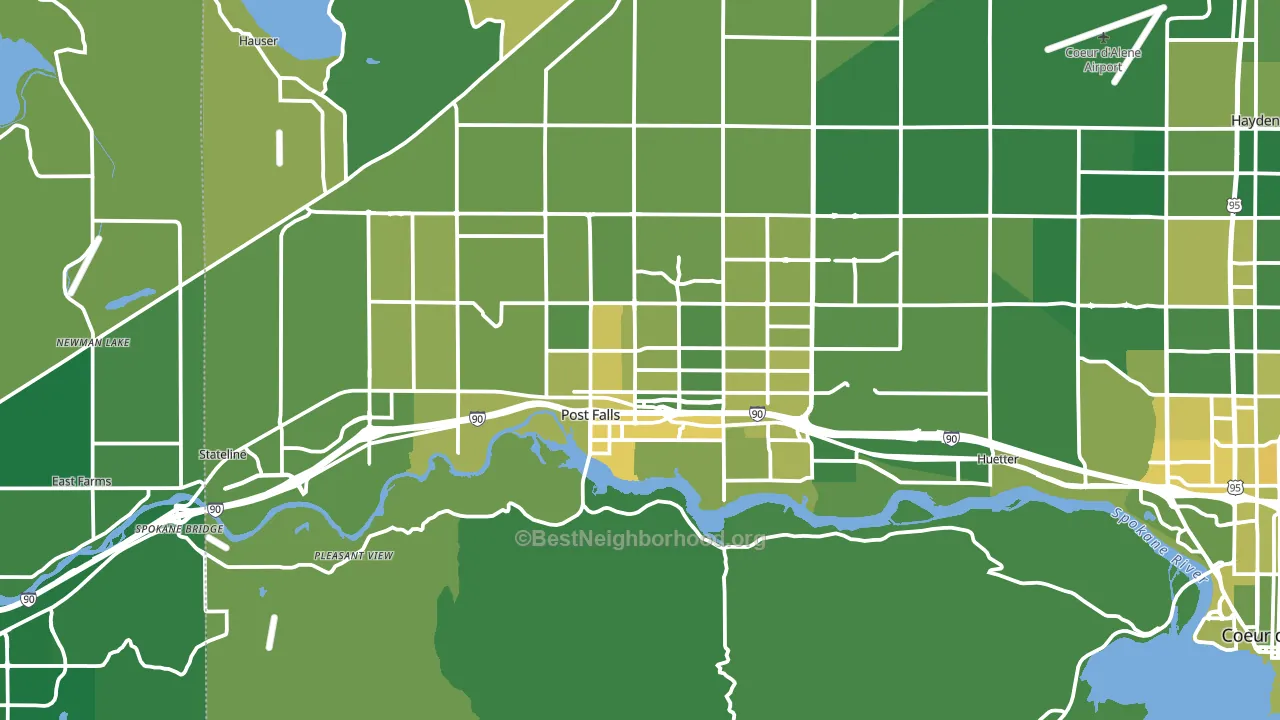 Post Falls, ID block-group voter-turnout map