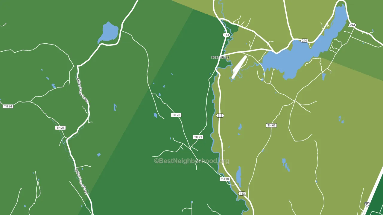 Post Mills, VT block-group voter-turnout map