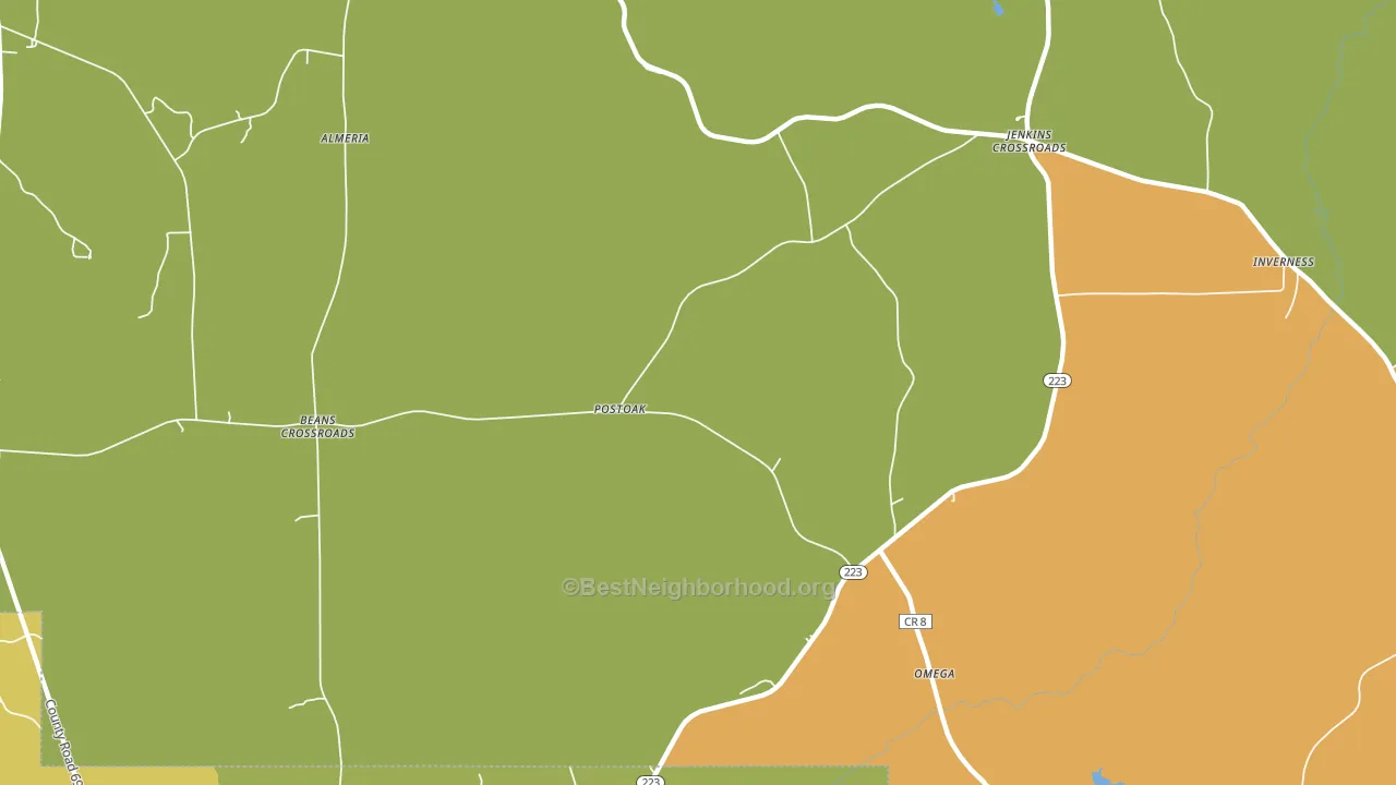 Postoak, AL block-group voter-turnout map