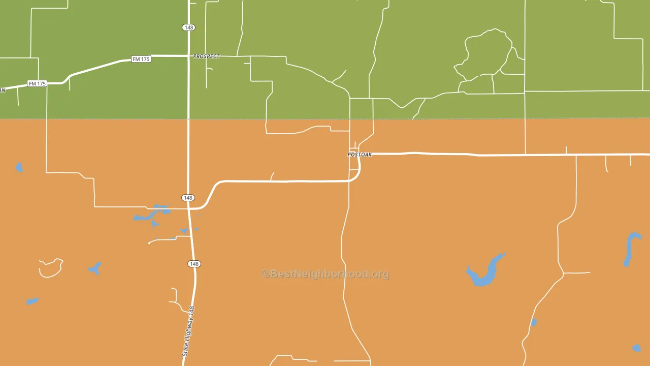 Postoak, TX block-group voter-turnout map