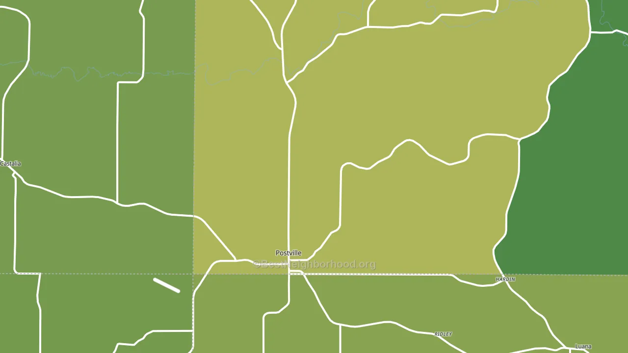 Postville, IA block-group voter-turnout map