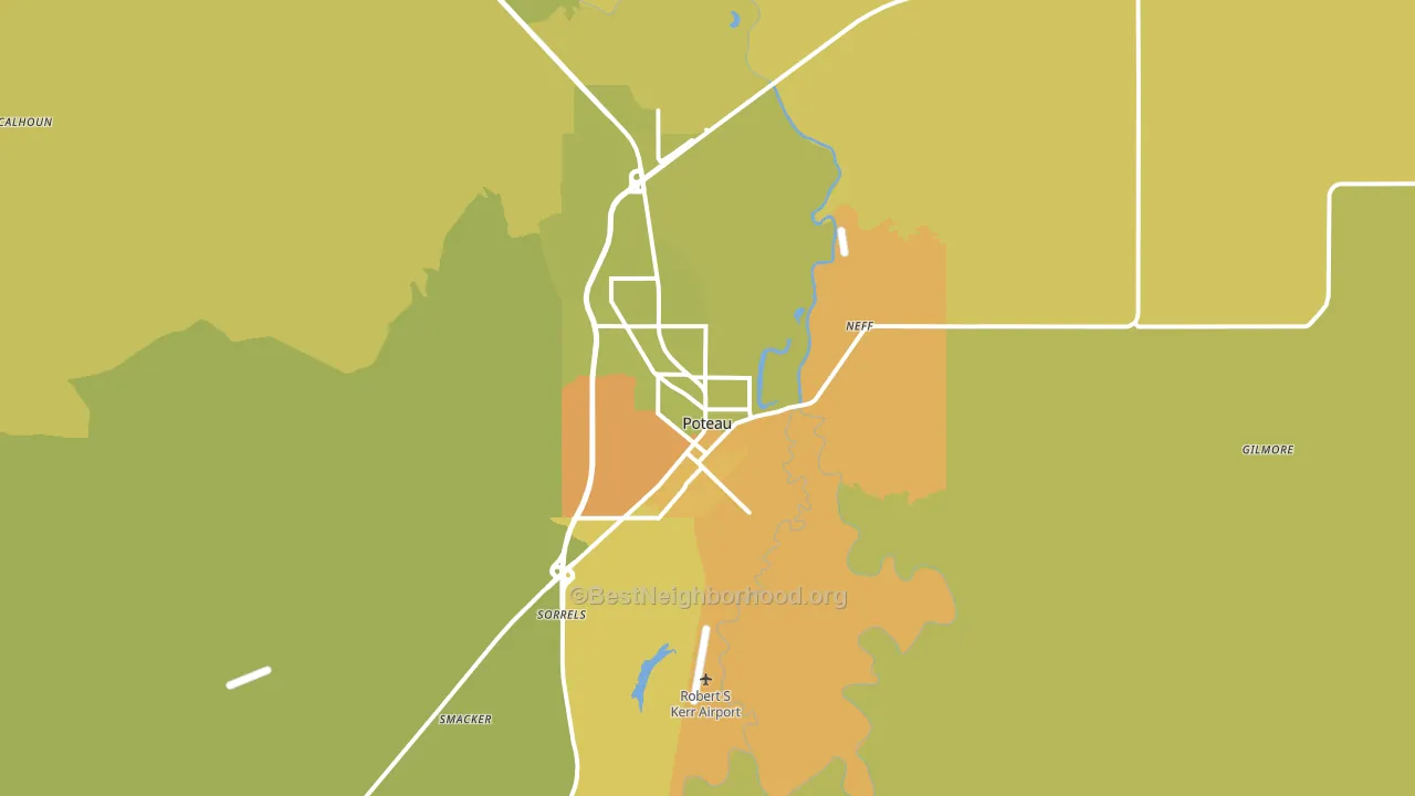 Poteau, OK block-group voter-turnout map
