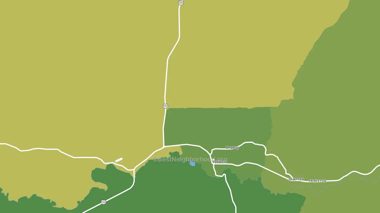 Potlatch, ID block-group voter-turnout map