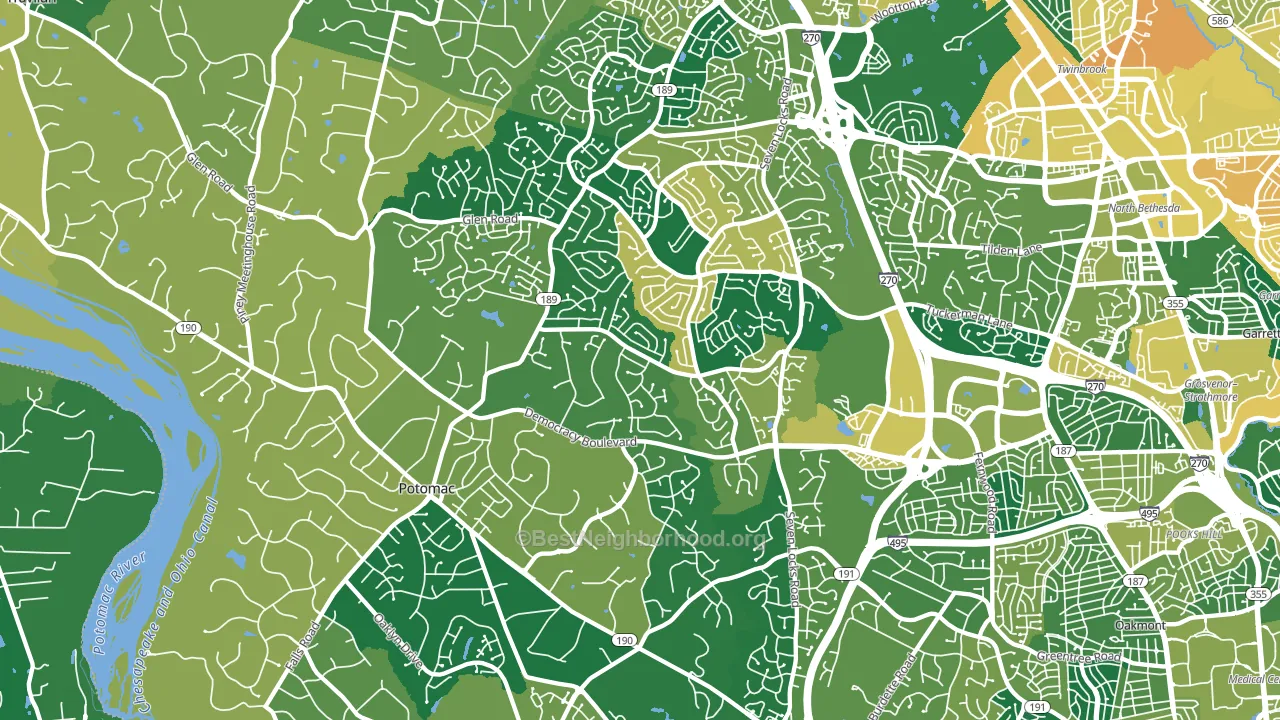 Potomac, MD block-group voter-turnout map