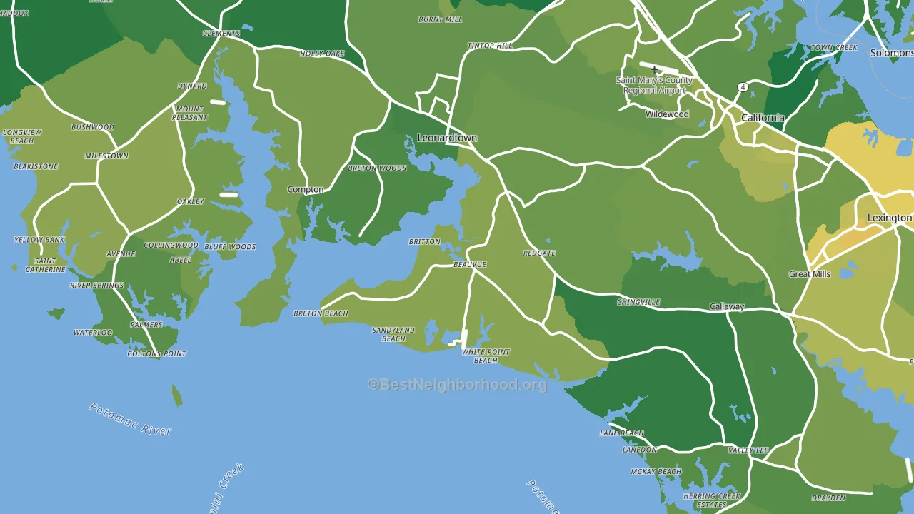 Potomac Shores, MD block-group voter-turnout map