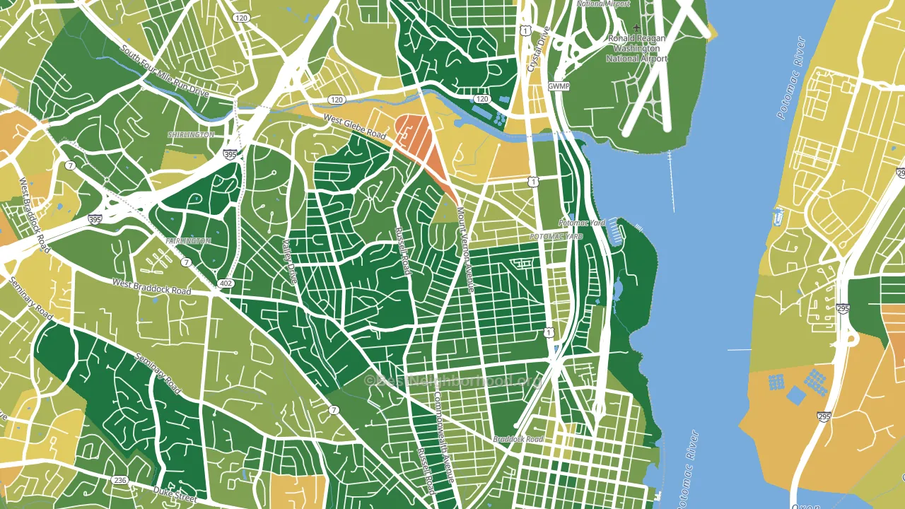 Potomac West, Alexandria, VA block-group voter-turnout map