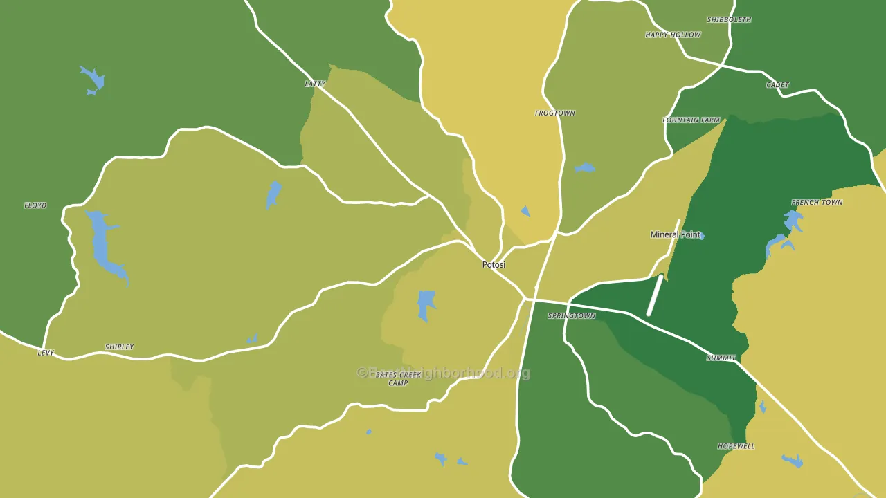 Potosi, MO block-group voter-turnout map