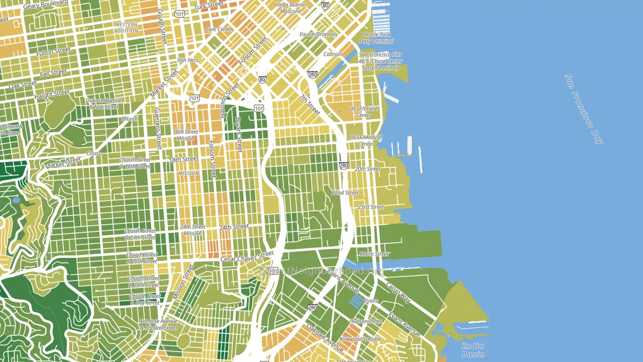 Potrero, San Francisco, CA block-group voter-turnout map