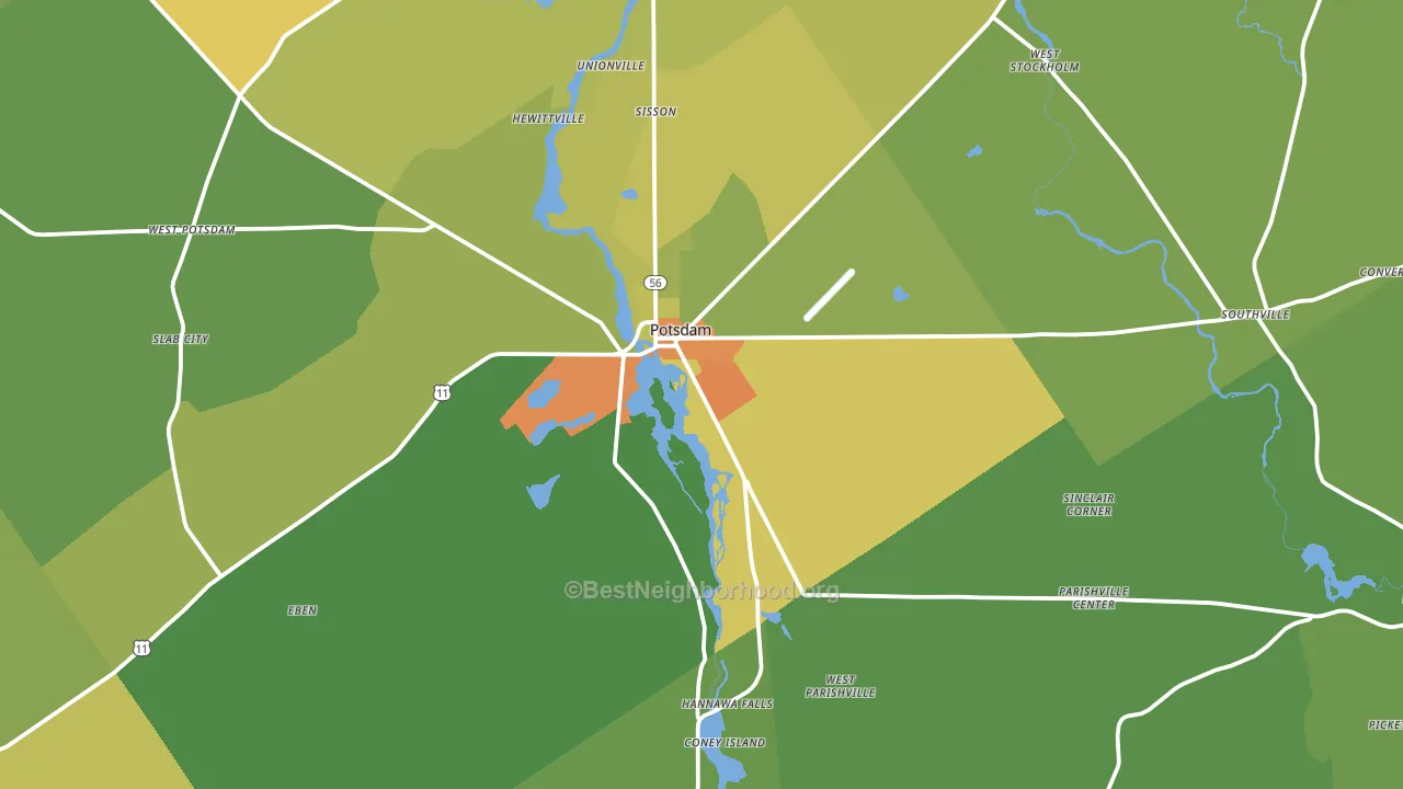 Potsdam, NY block-group voter-turnout map