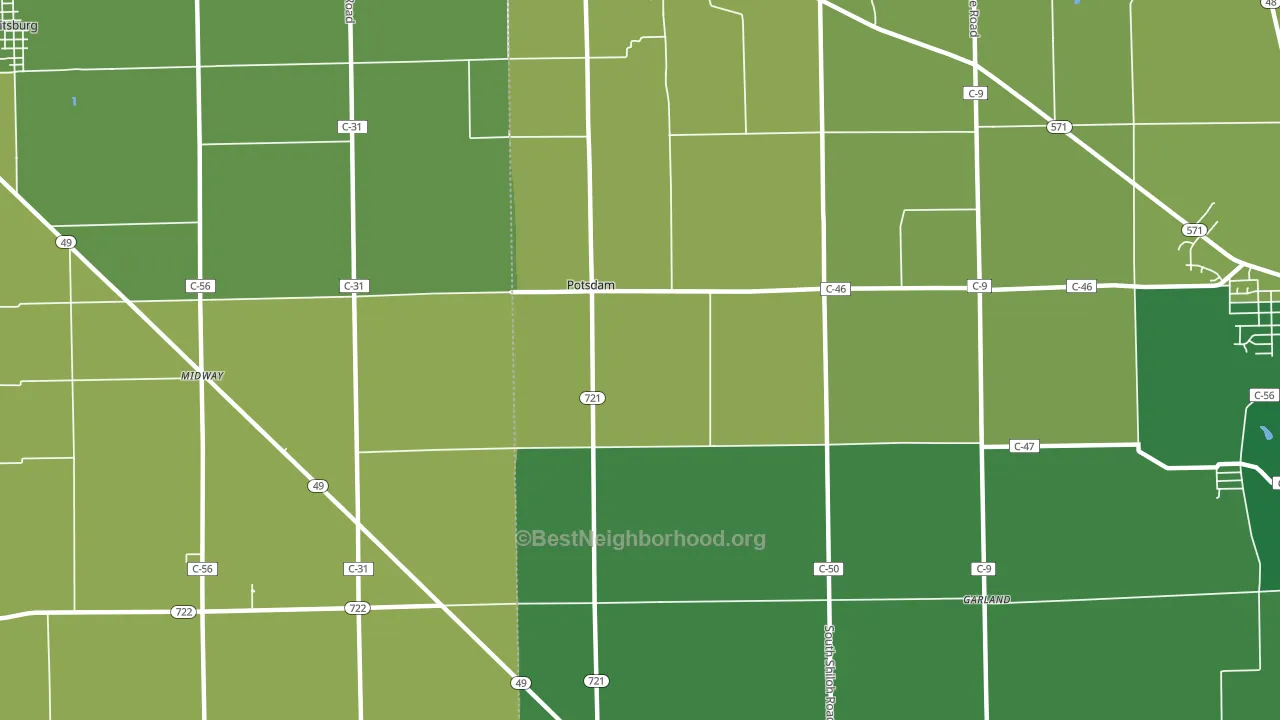 Potsdam, OH block-group voter-turnout map