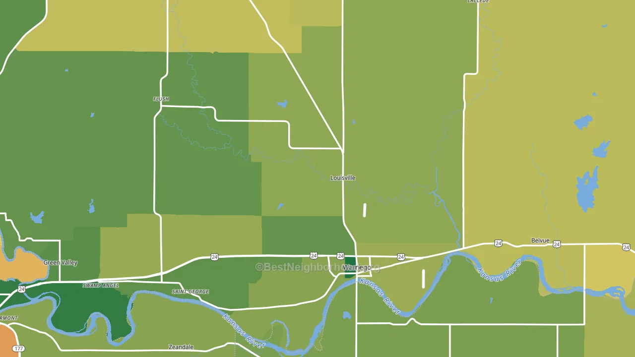 Pottawatomie County, KS block-group voter-turnout map