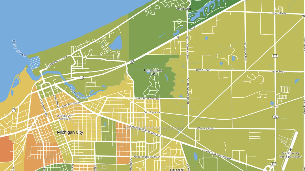 Pottawattamie Park, IN block-group voter-turnout map