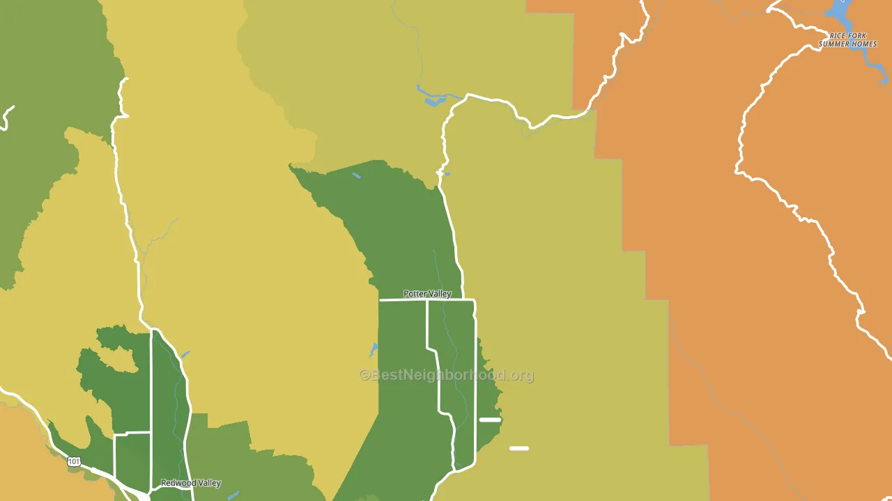 Potter Valley, CA block-group voter-turnout map