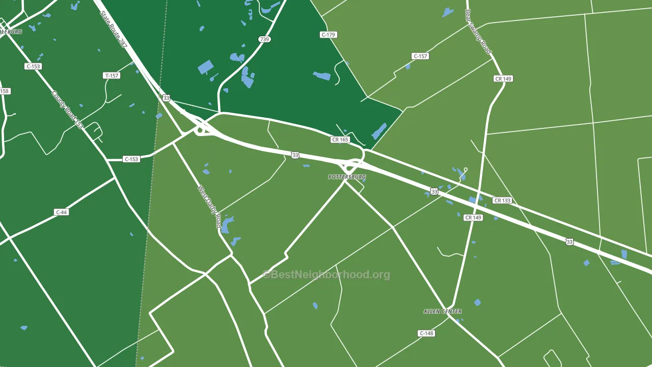 Pottersburg, OH block-group voter-turnout map