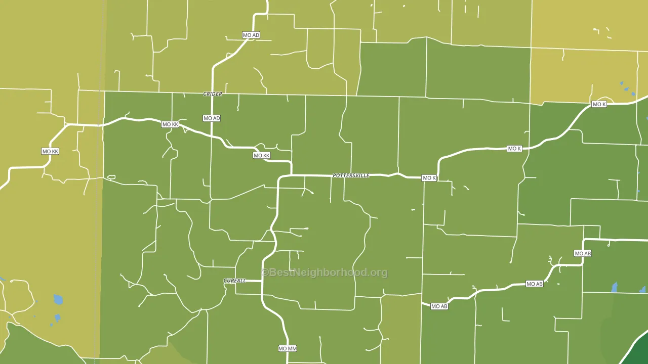 Pottersville, MO block-group voter-turnout map
