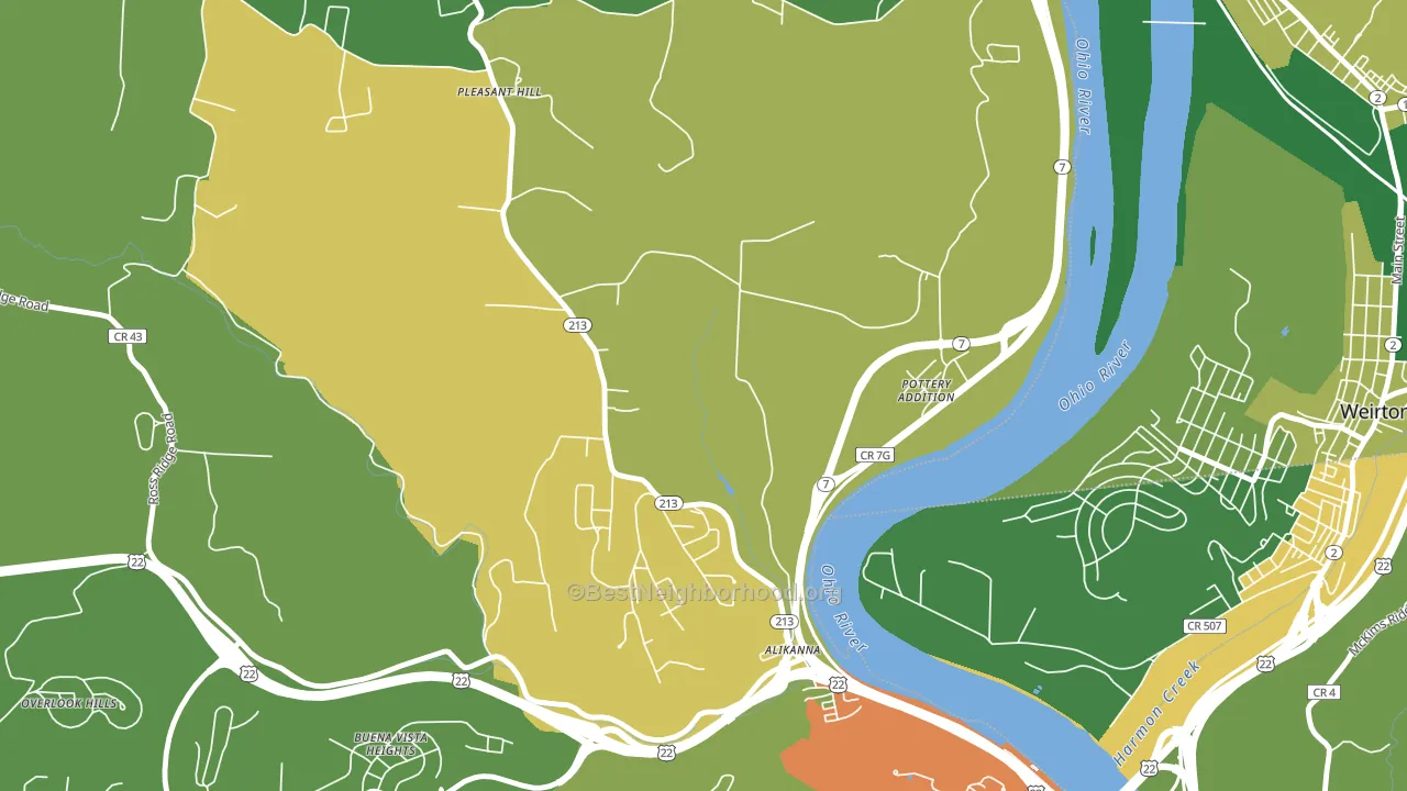Pottery Addition, OH block-group voter-turnout map