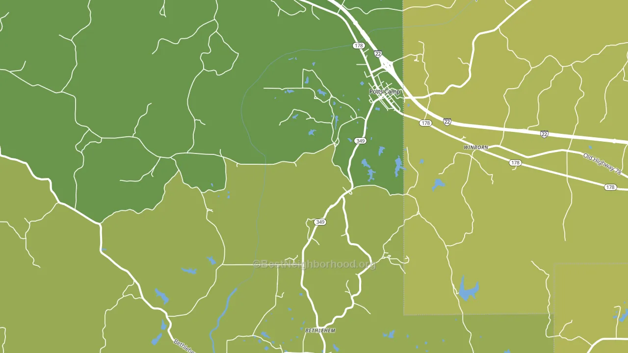 Potts Camp, MS block-group voter-turnout map