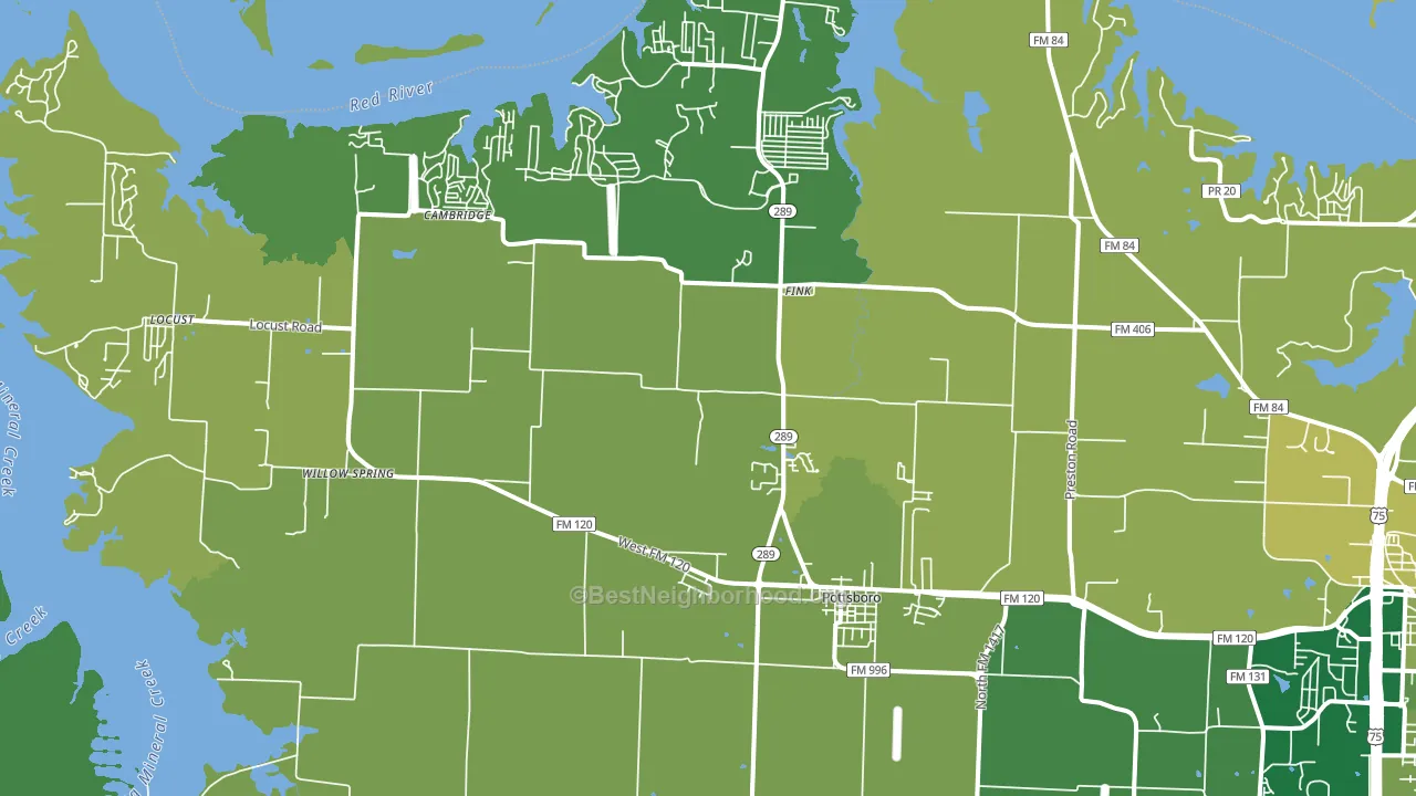 Pottsboro, TX block-group voter-turnout map