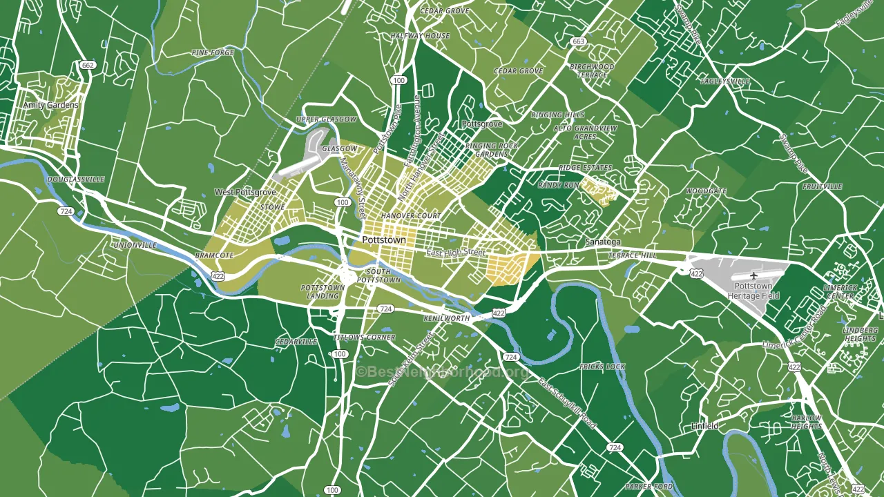 Pottstown, PA block-group voter-turnout map