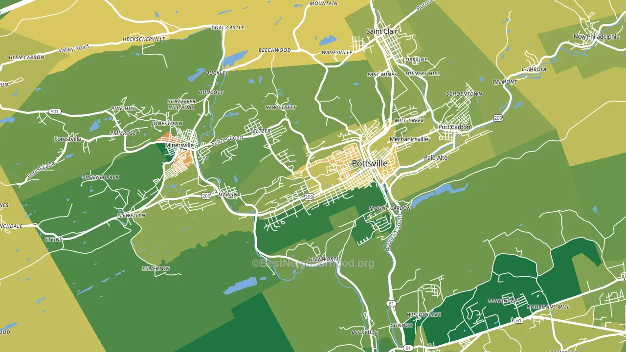 Pottsville, PA block-group voter-turnout map
