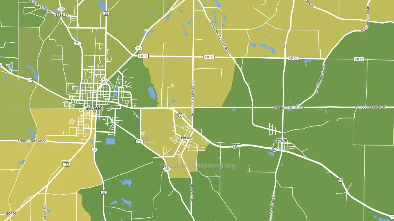 Poulan, GA block-group voter-turnout map