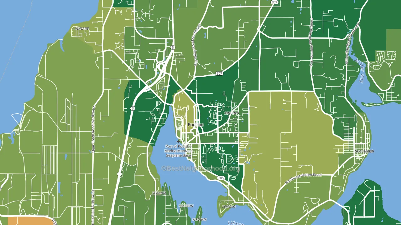 Poulsbo, WA block-group voter-turnout map