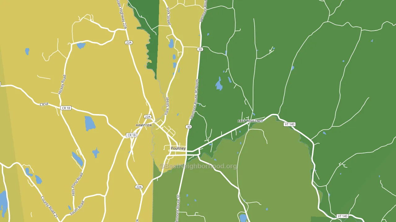 Poultney, VT block-group voter-turnout map