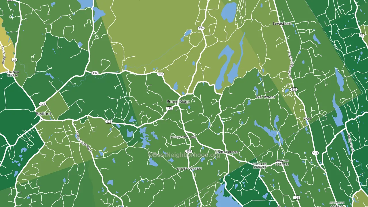 Pound Ridge, NY block-group voter-turnout map