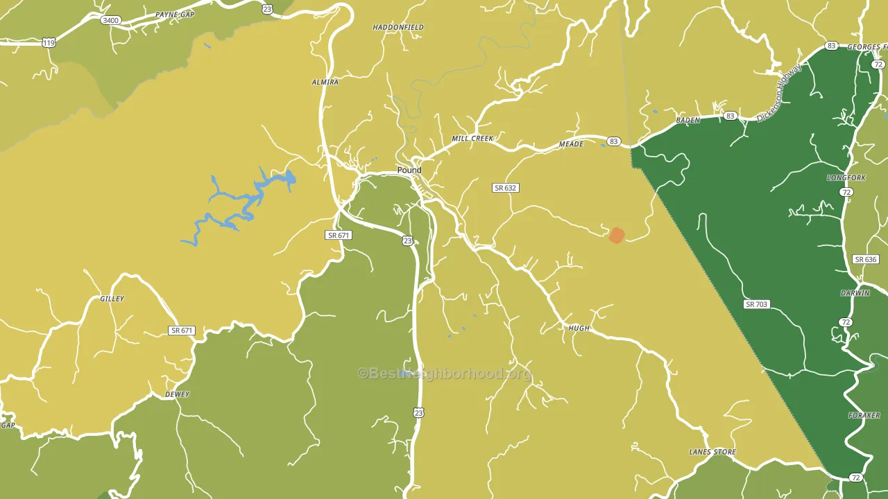 Pound, VA block-group voter-turnout map