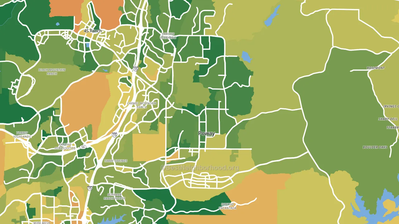 Poway, CA block-group voter-turnout map