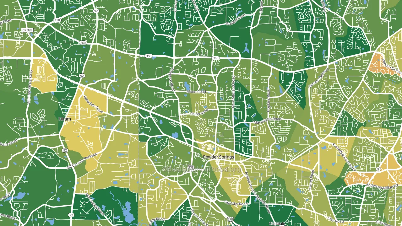 Powder Springs, GA block-group voter-turnout map