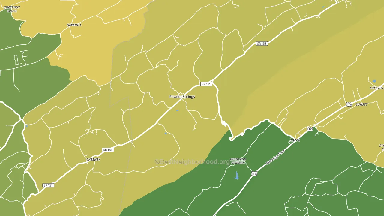 Powder Springs, TN block-group voter-turnout map