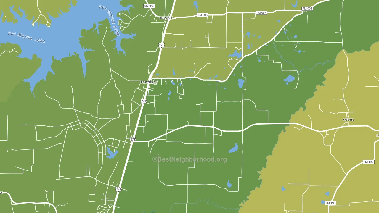 Powderly, TX block-group voter-turnout map