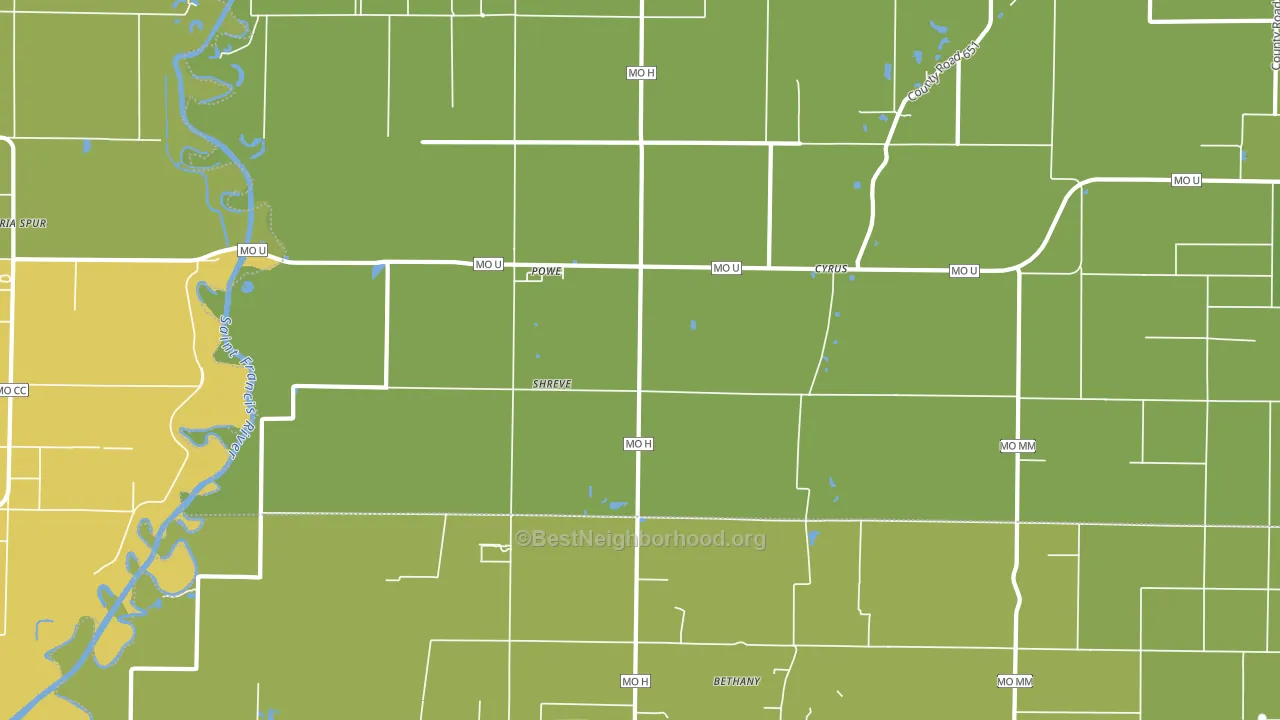 Powe, MO block-group voter-turnout map