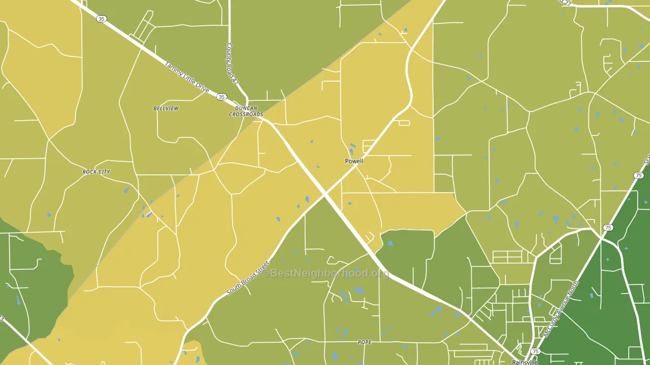 Powell, AL block-group voter-turnout map