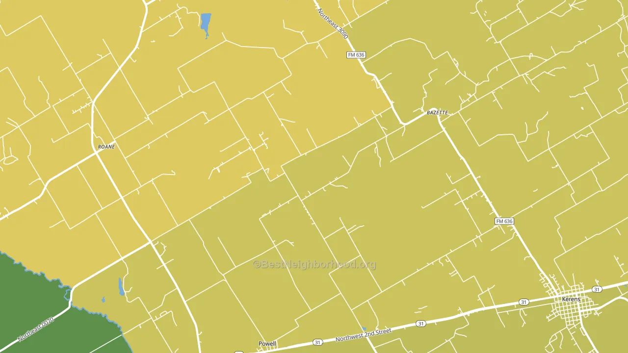 Powell, TX block-group voter-turnout map