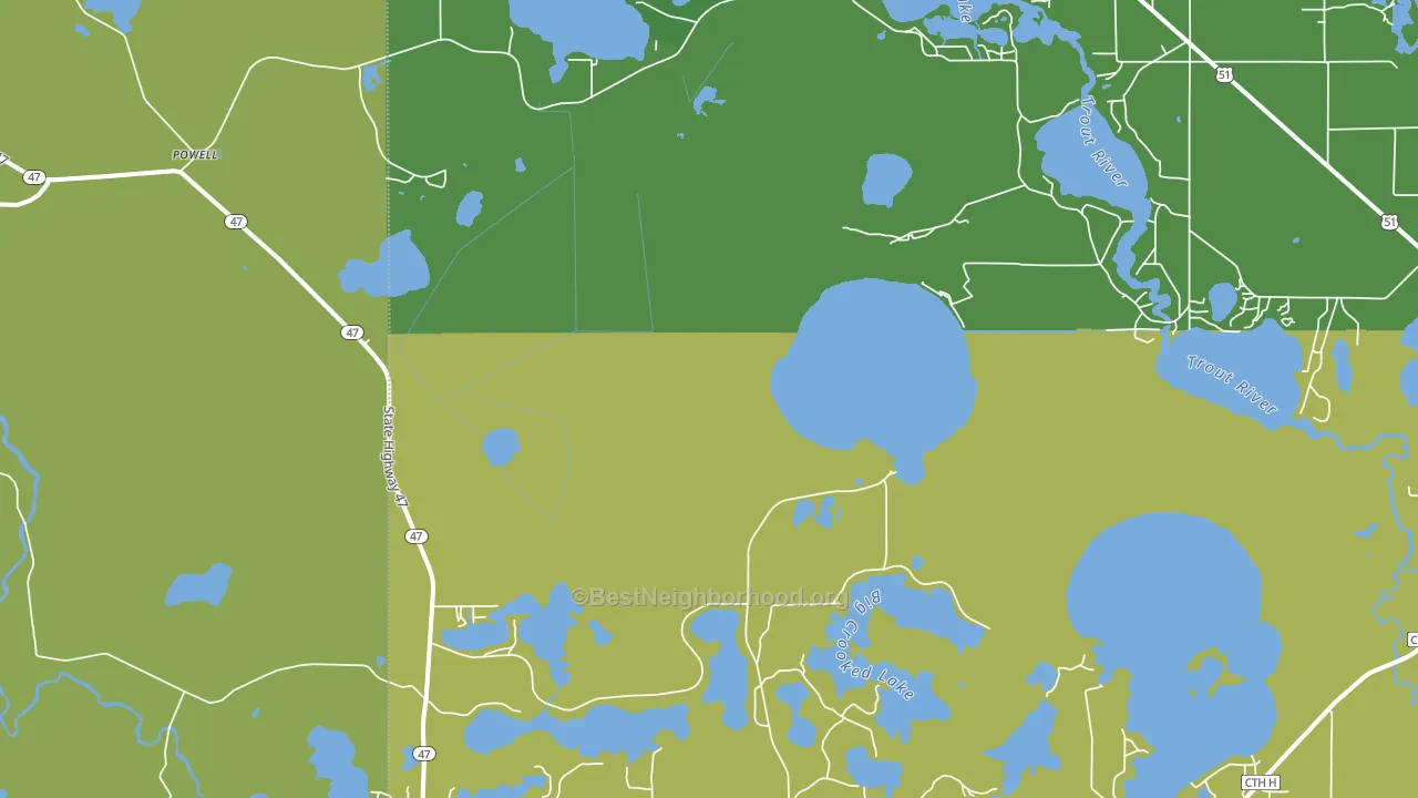 Powell, WI block-group voter-turnout map
