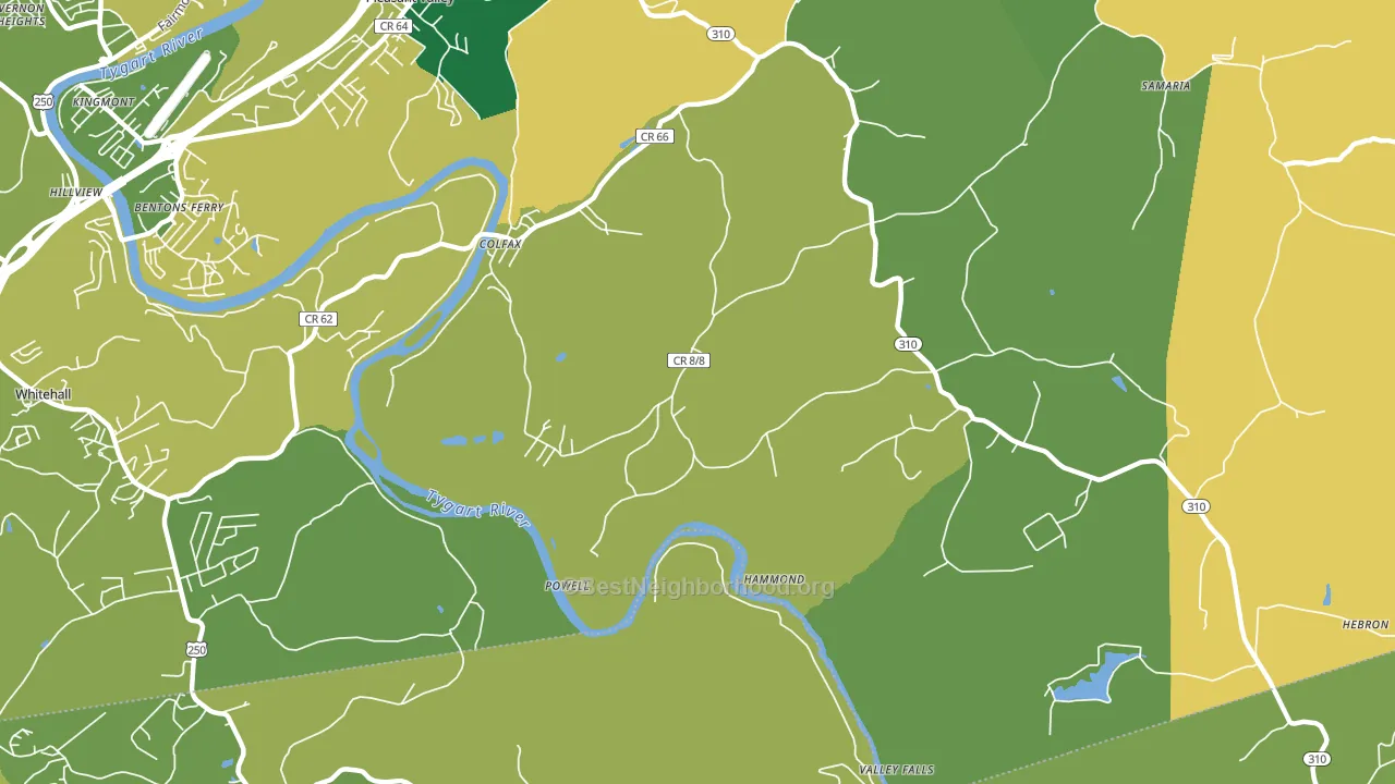 Powell, WV block-group voter-turnout map