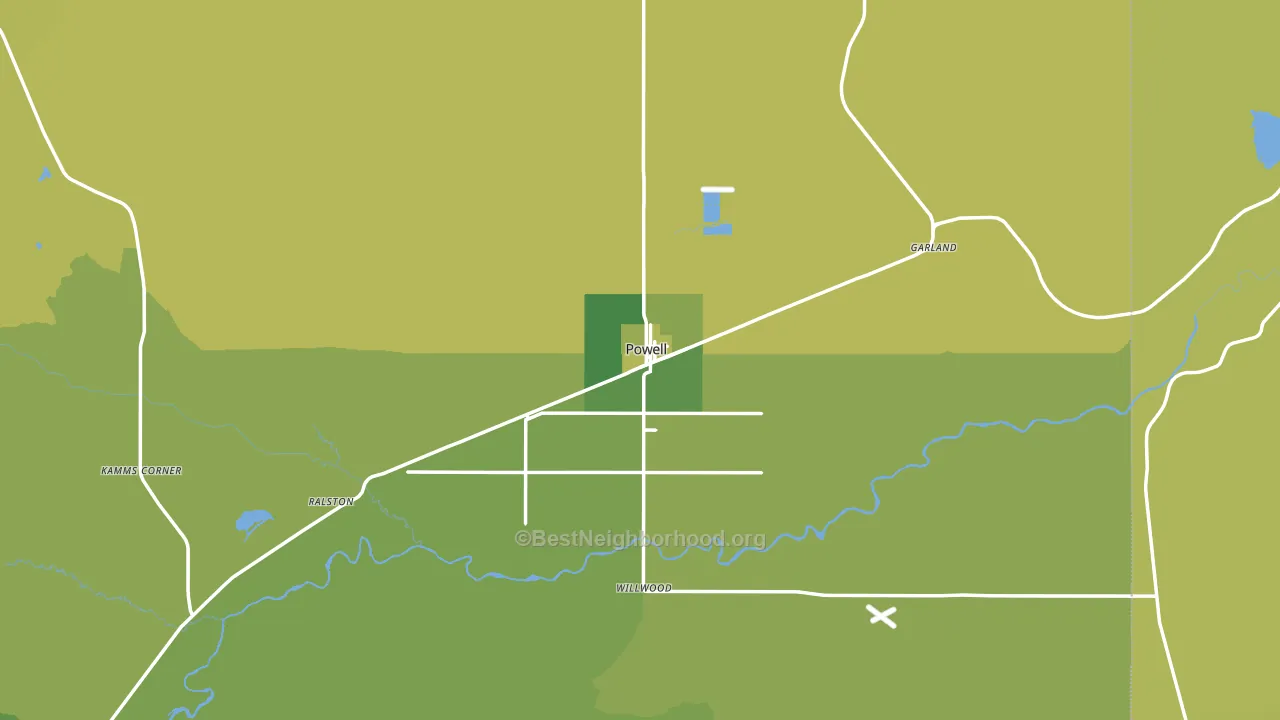 Powell, WY block-group voter-turnout map