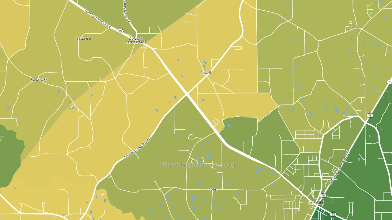 Powells Crossroads, AL block-group voter-turnout map