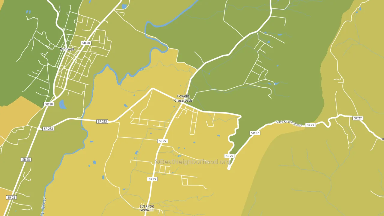 Powells Crossroads, TN block-group voter-turnout map