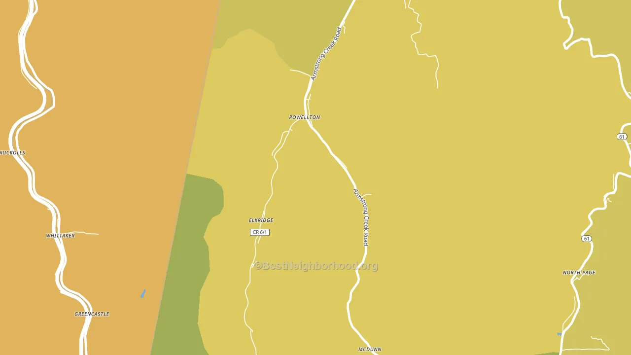 Powellton, WV block-group voter-turnout map