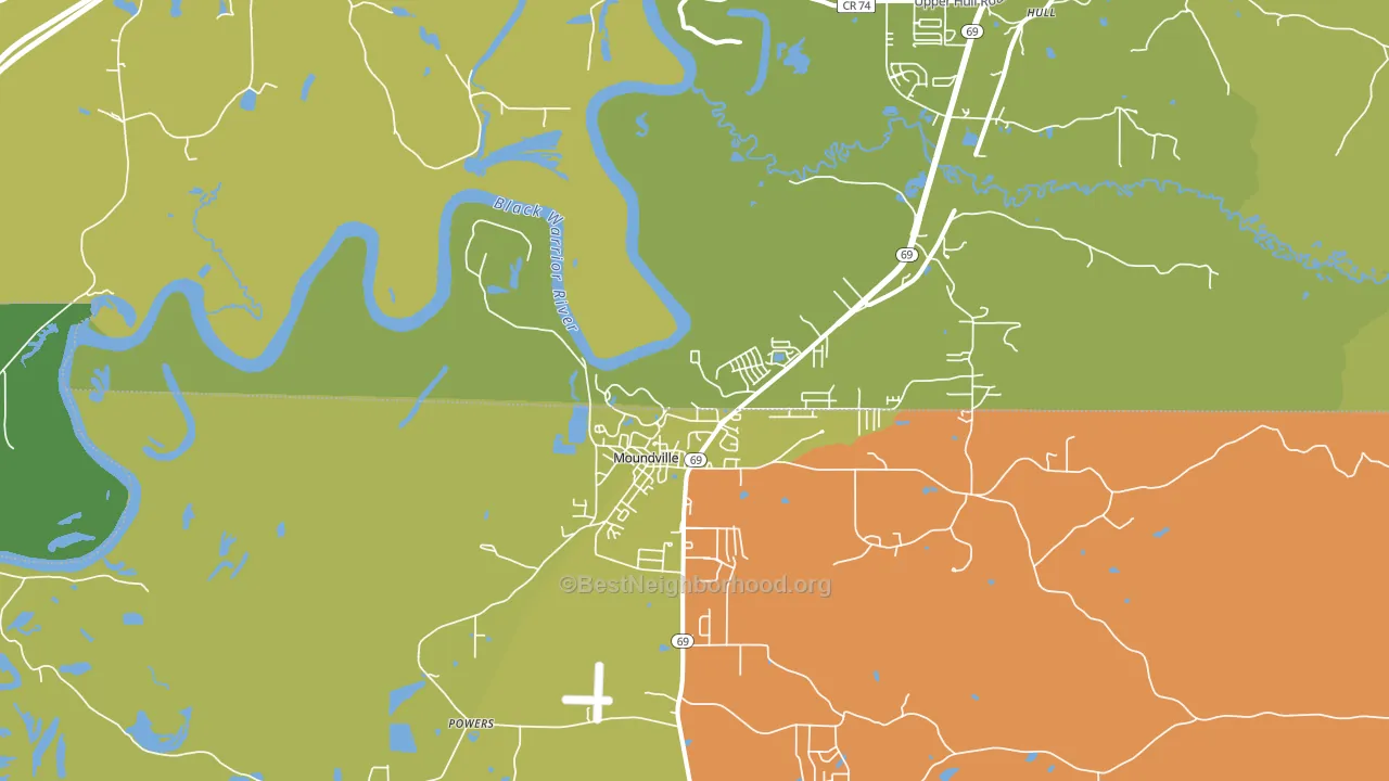 Powers, AL block-group voter-turnout map
