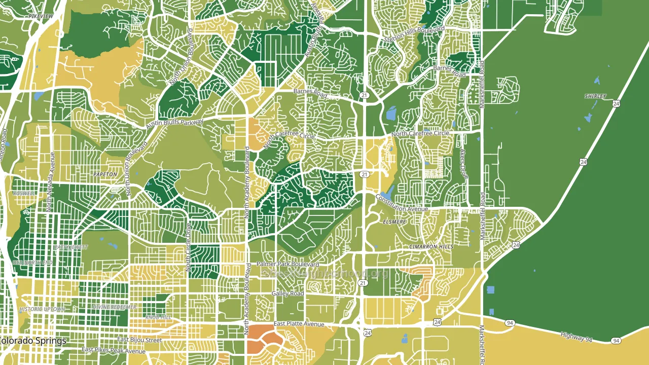 Powers, Colorado Springs, CO block-group voter-turnout map