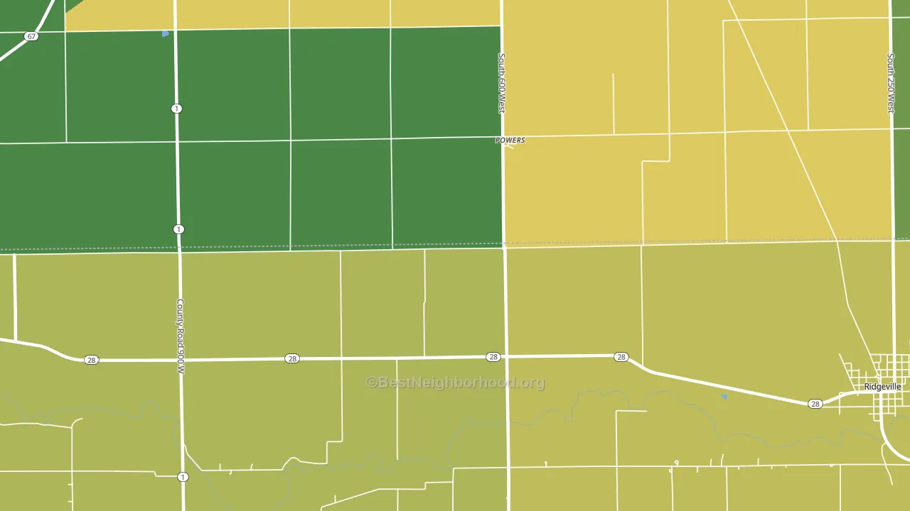 Powers, IN block-group voter-turnout map